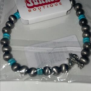 Antique Silver and Turquoise Beaded Trucker hat chain